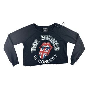 Bravado Forever 21 Rolling Stones Sweatshirt M Black‎ Cropped Union Jack Graphic